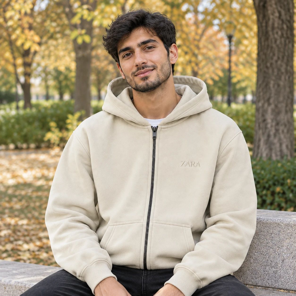 سوئیشرت کلاهدار مردانه مدل ZARA-کرم