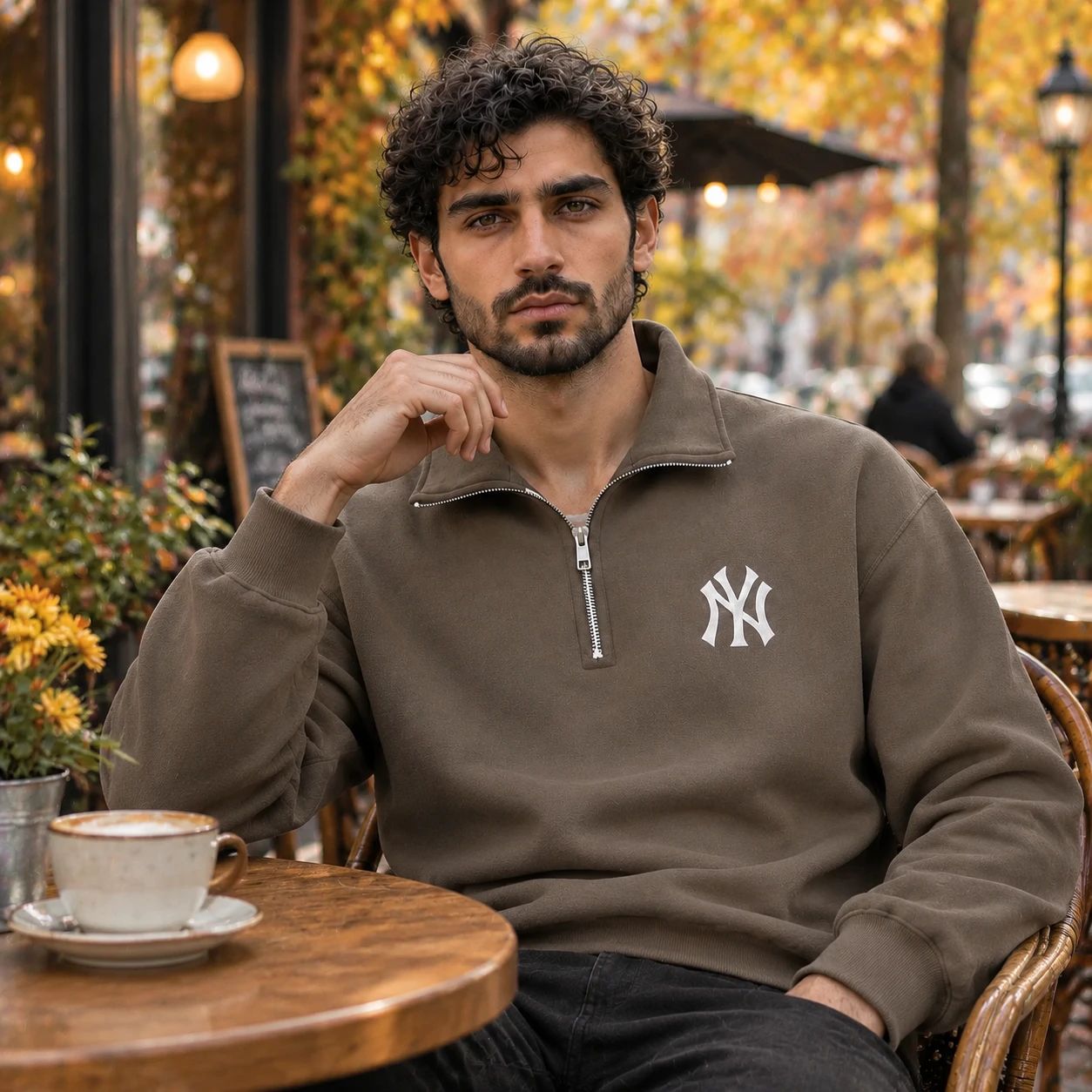 دورس نیم زیپ مردانه مدل NY-خاکی